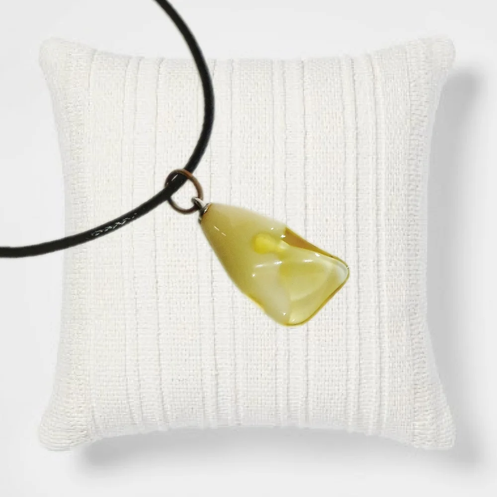 Citrine Gemstone Pendant with Black Cord Necklace